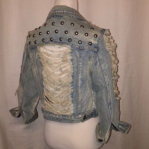 Chiqle denim distressed & studded jacket size M